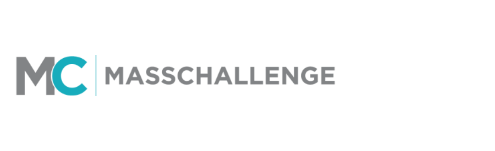 Logo displaying 'MC' in large, bold letters with a teal 'C,' followed by 'MASSCHALLENGE' in gray text, representing HR Geckos' acceptance into the 2023 U.S. cohort.